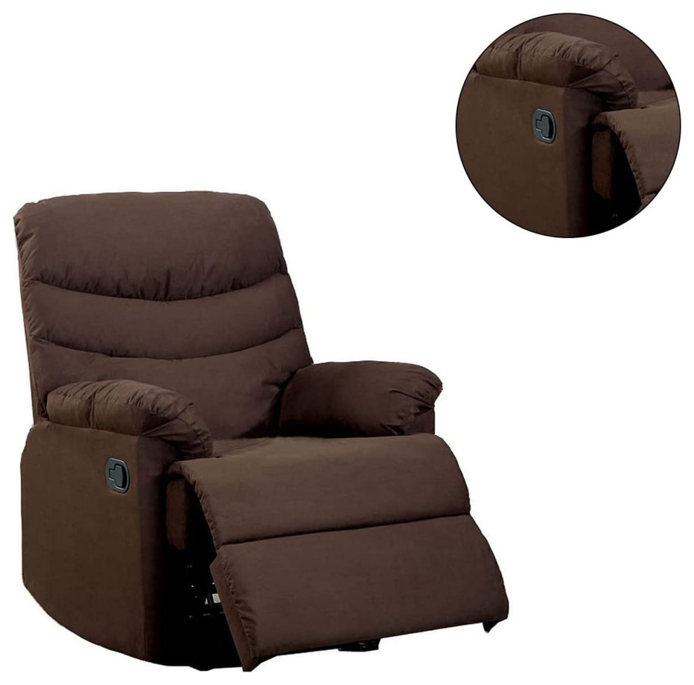 Contemporary Recliner  Padded Seat With Tufted Back  ampPillowed Arms   Transitional   Recliner Chairs   by Decor Love  Houzz