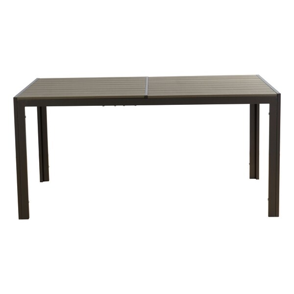 Kozyard Coolmen Outdoor Patio Dining Table with PowderCoated Frame and Wood Like Laminate Table Top