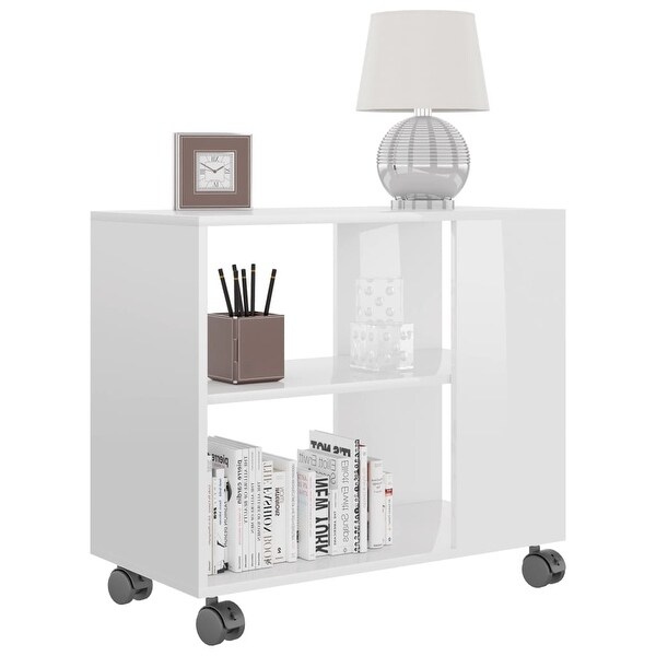 vidaXL Side Table High Gloss White 27.6