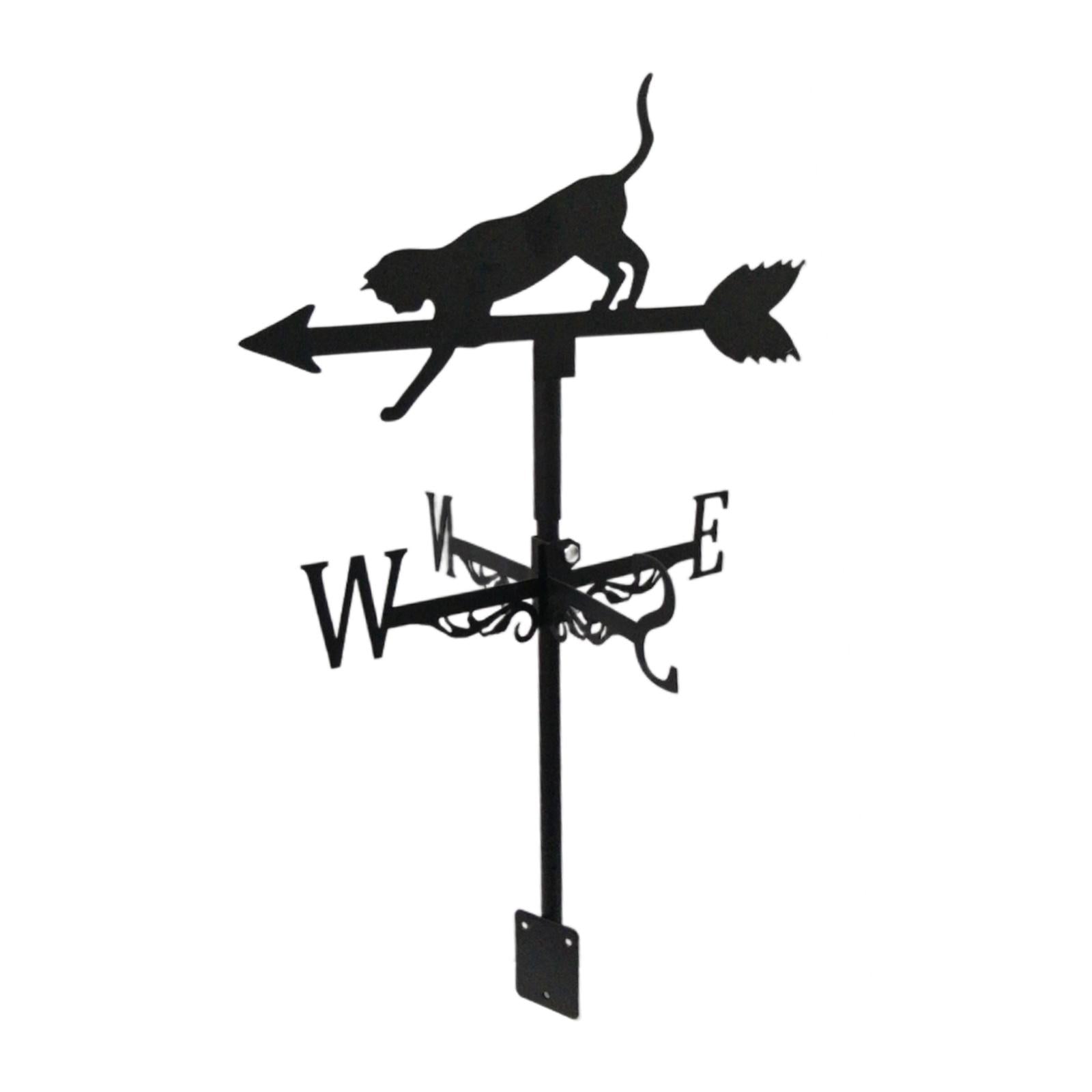 Roof Weather Vane with Animal Silhouette Figurine Garden Stake Weathervane Cat