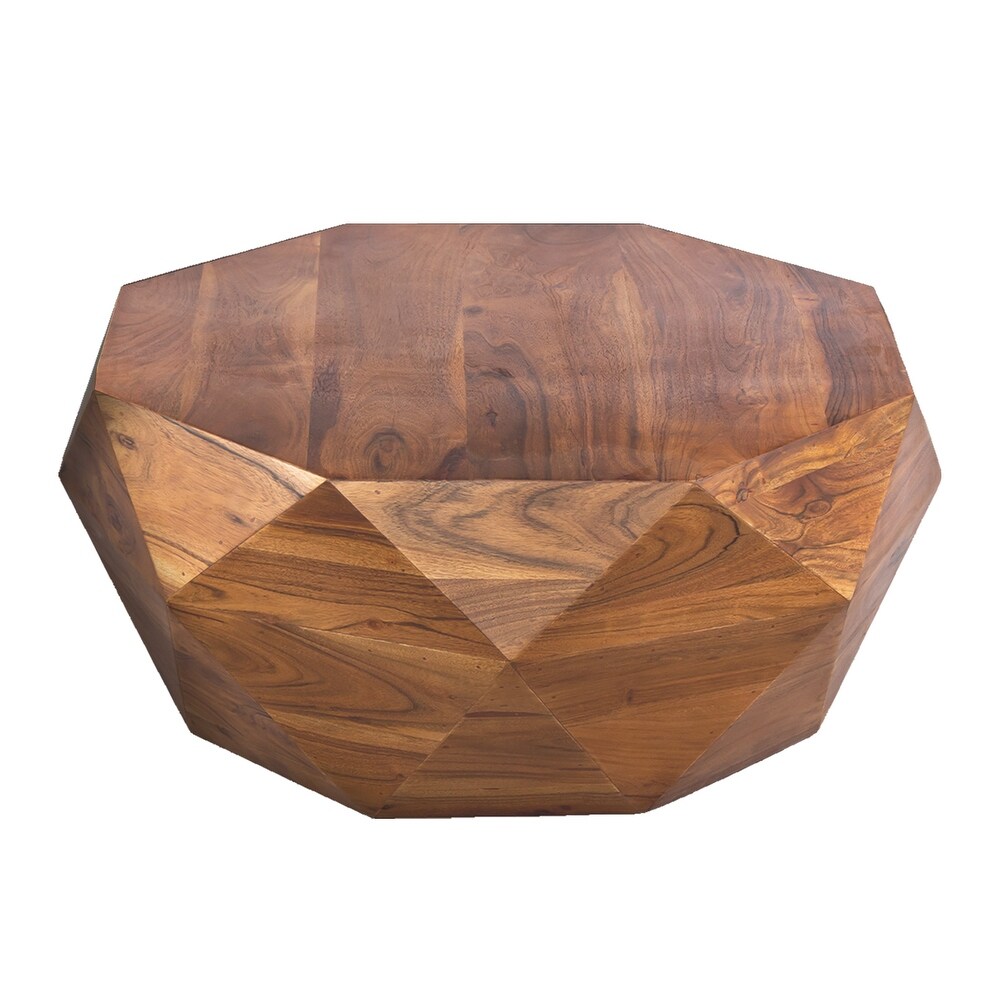 Diamond Shape Acacia Wood Coffee Table With Smooth Top  Dark Brown