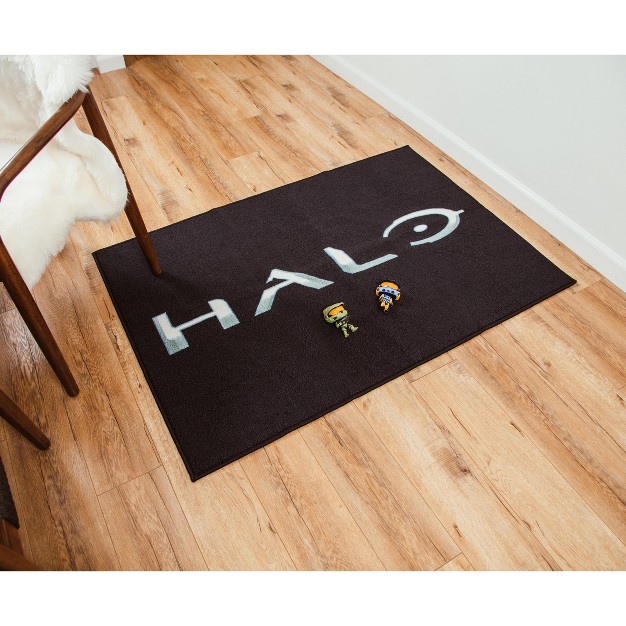 Ukonic Halo Black Logo Rectangular Area Rug 36 X 52 Inches