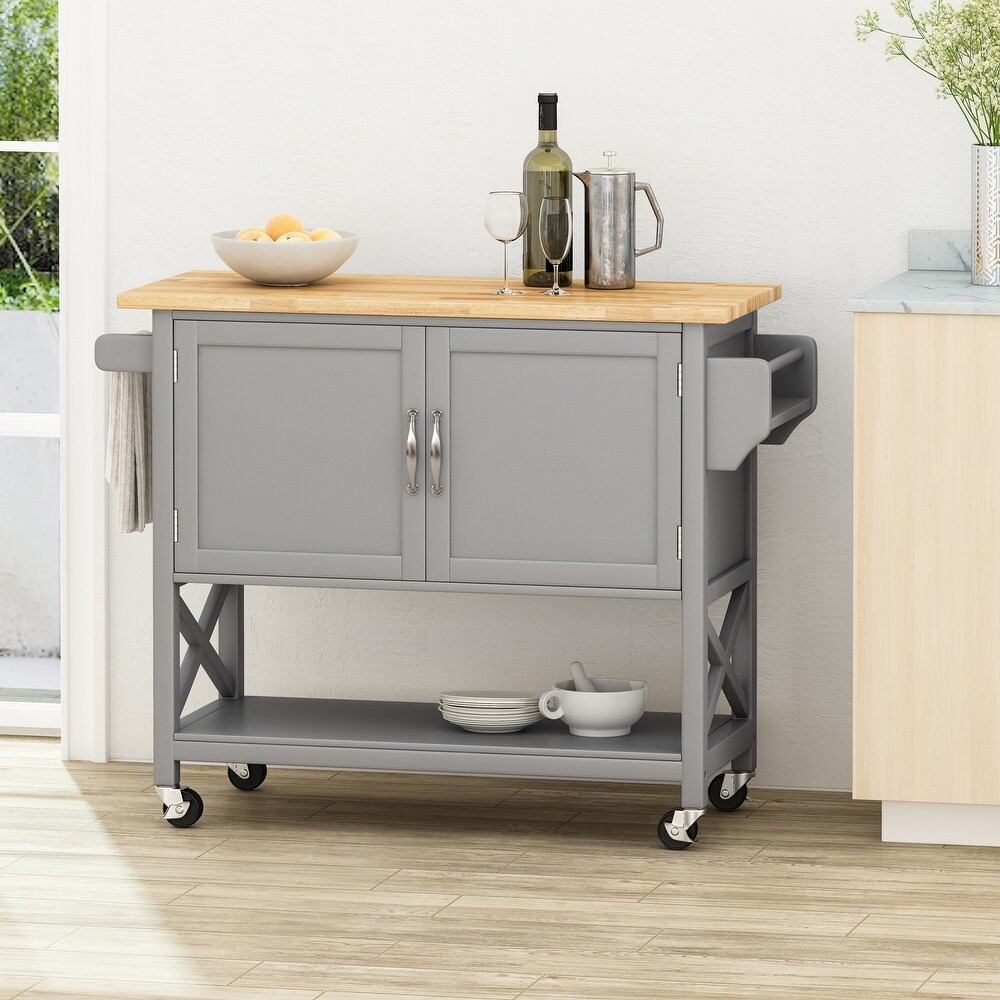 Finzer Farmhouse Kitchen Cart with Wheels by Christopher Knight Home   43.12\