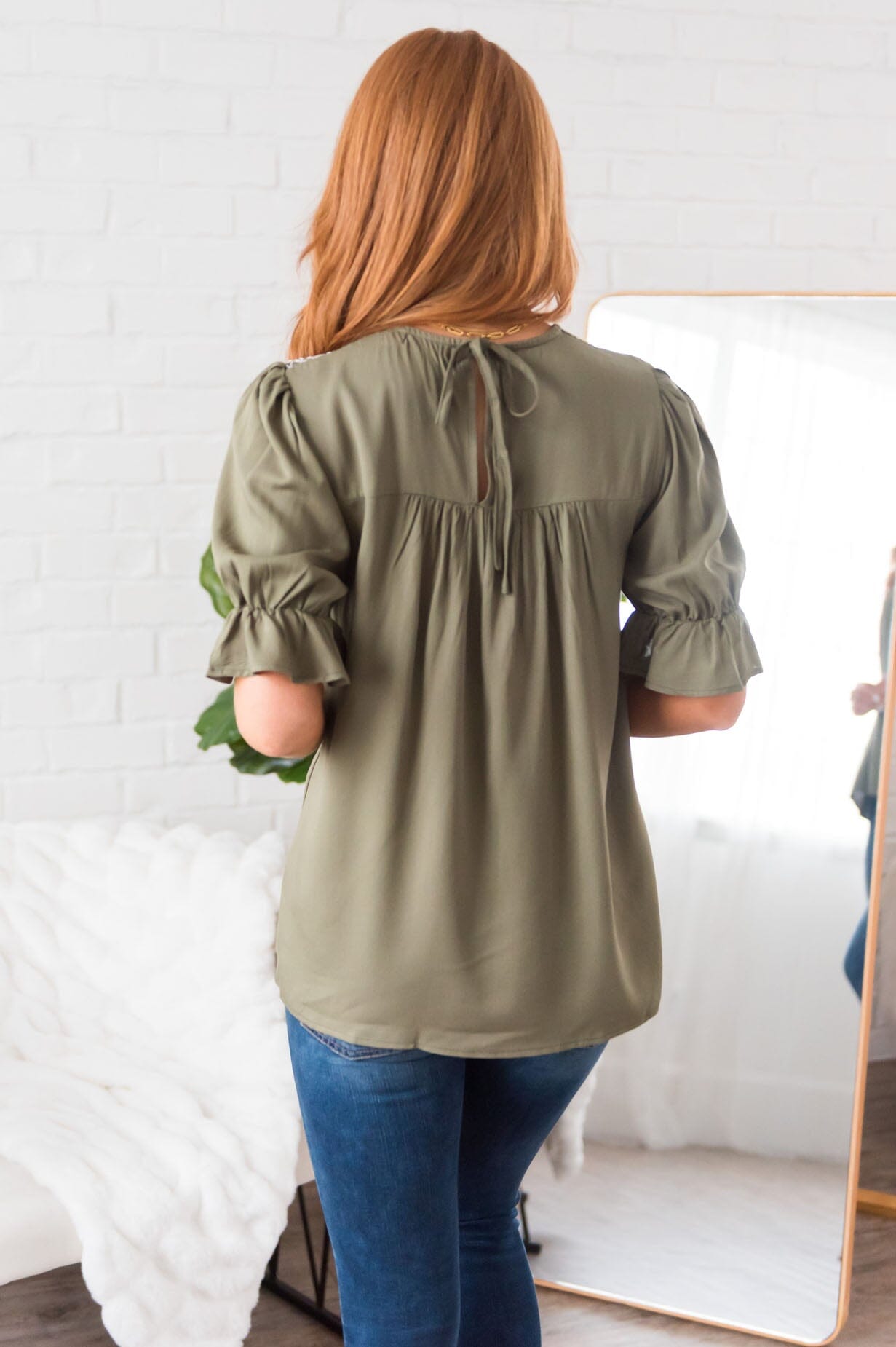 Drift Away Embroidered Modest Blouse