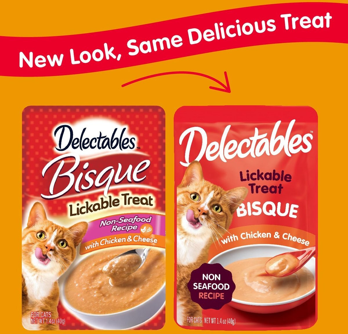 Hartz Delectables Bisque Non-Seafood Recipe Chicken and Cheese Lickable Wet Cat Treats， 1.4-oz， case of 12