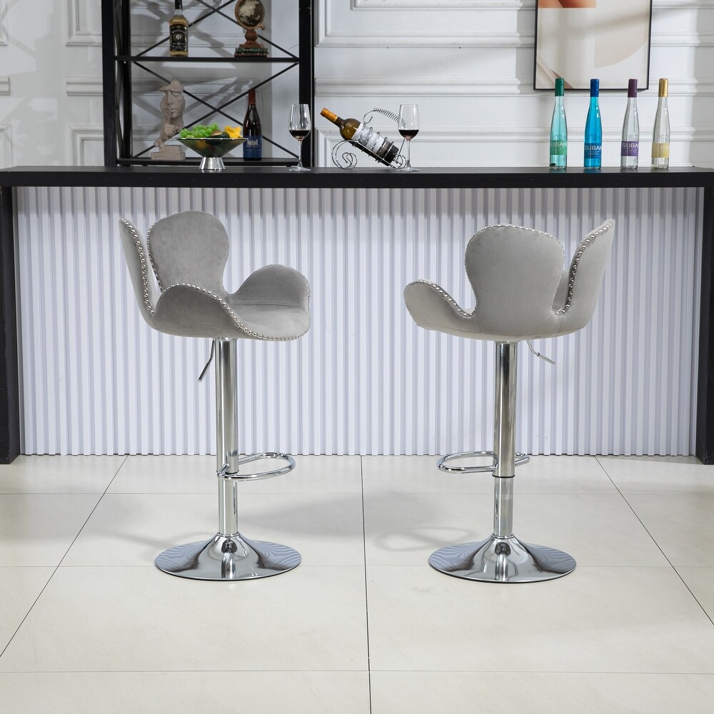 Swivel Bar Stools Set of 2 Adjustable Counter Height Chairs