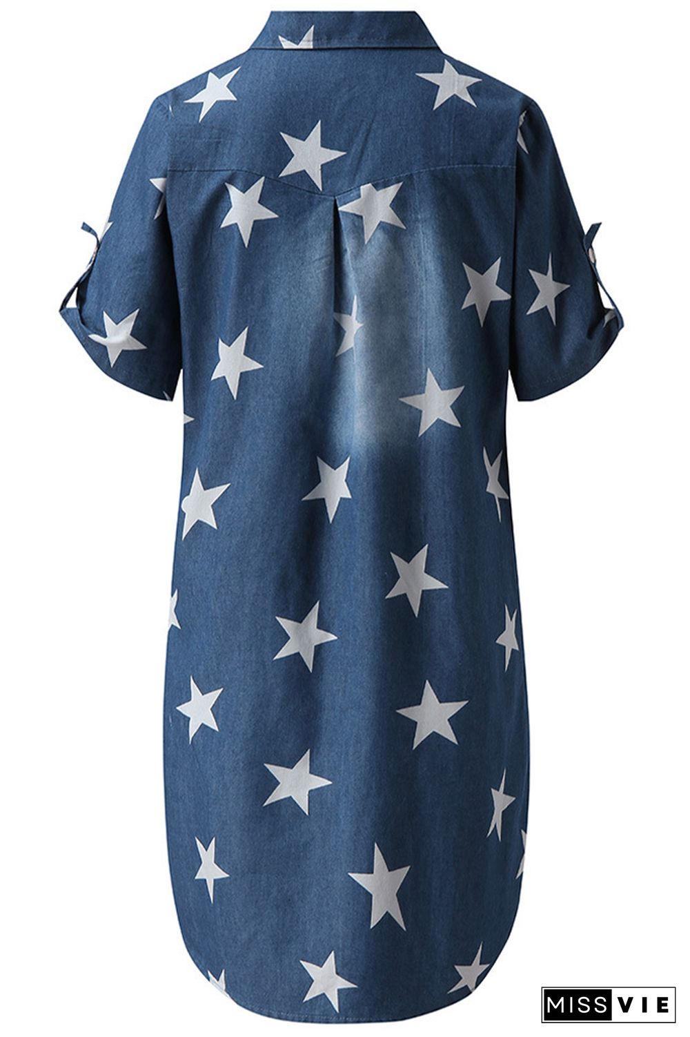 Star Pattern Loose Mini Denim Dress Wholesale