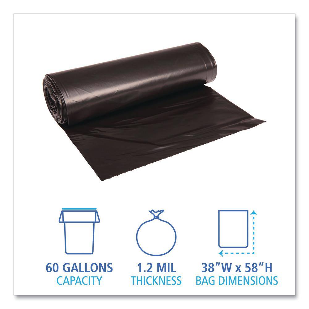 Boardwalk 60 Gal. Black Super-Heavy Grade Can Liners (100-Count) BWK519