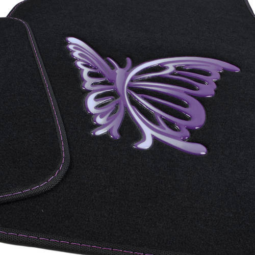 Purple Butterfly Car Floor Mats， 4 Piece Design Mats