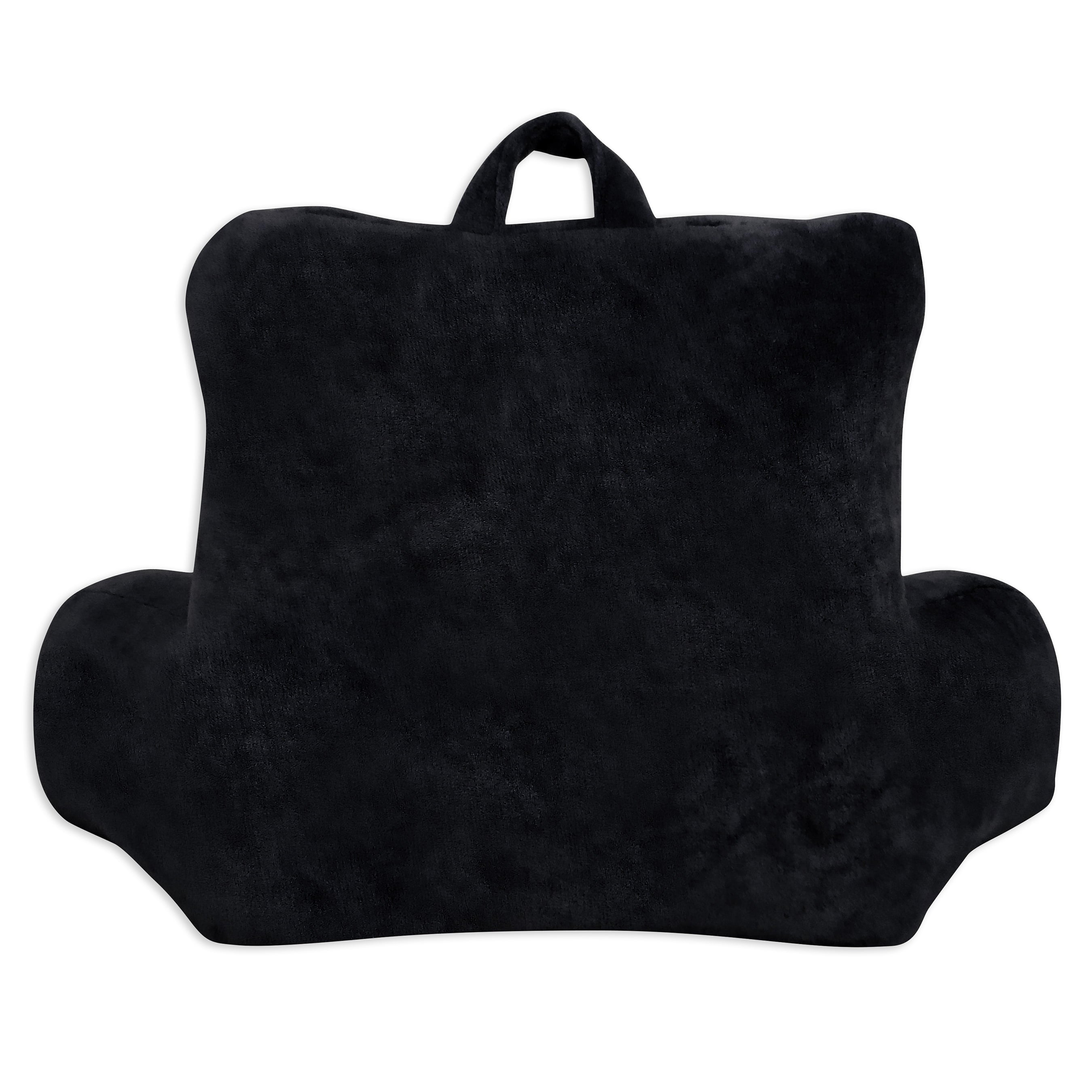 Mainstays Micro Mink Plush Backrest Lounger Pillow， Rich Black Poly Micro Mink