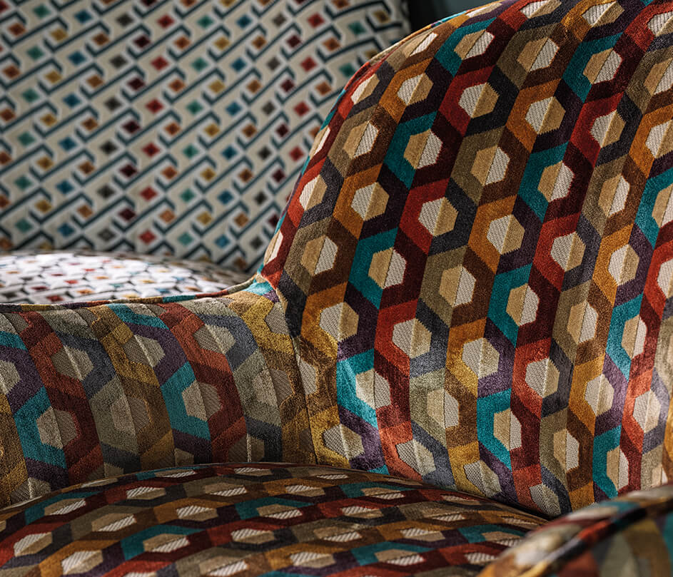 Viviana Favo Terracotta/Gold/Petrol Fabric