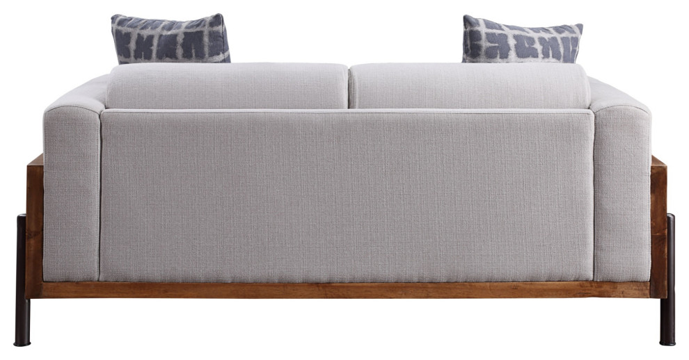 Ergode Loveseat With Pillows Fabric and Walnut   Industrial   Loveseats   by VirVentures  Houzz