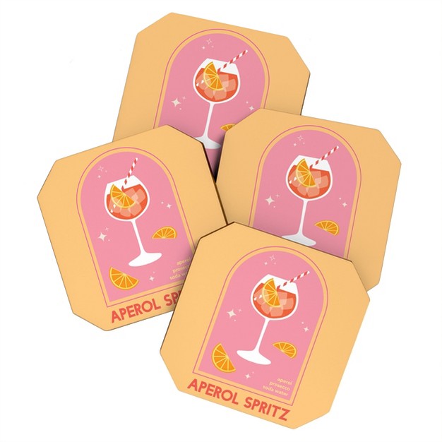 April Lane Art Aperol Spritz Cocktail Coaster Set Deny Designs