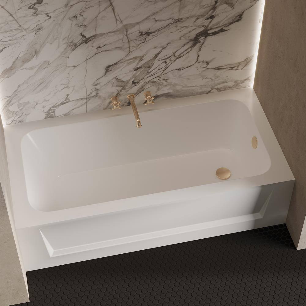 Swiss Madison Virage 60 in. x 30 in. Rectangular Right-Hand Drain Alcove Bathtub with Apron in White SM-AB581