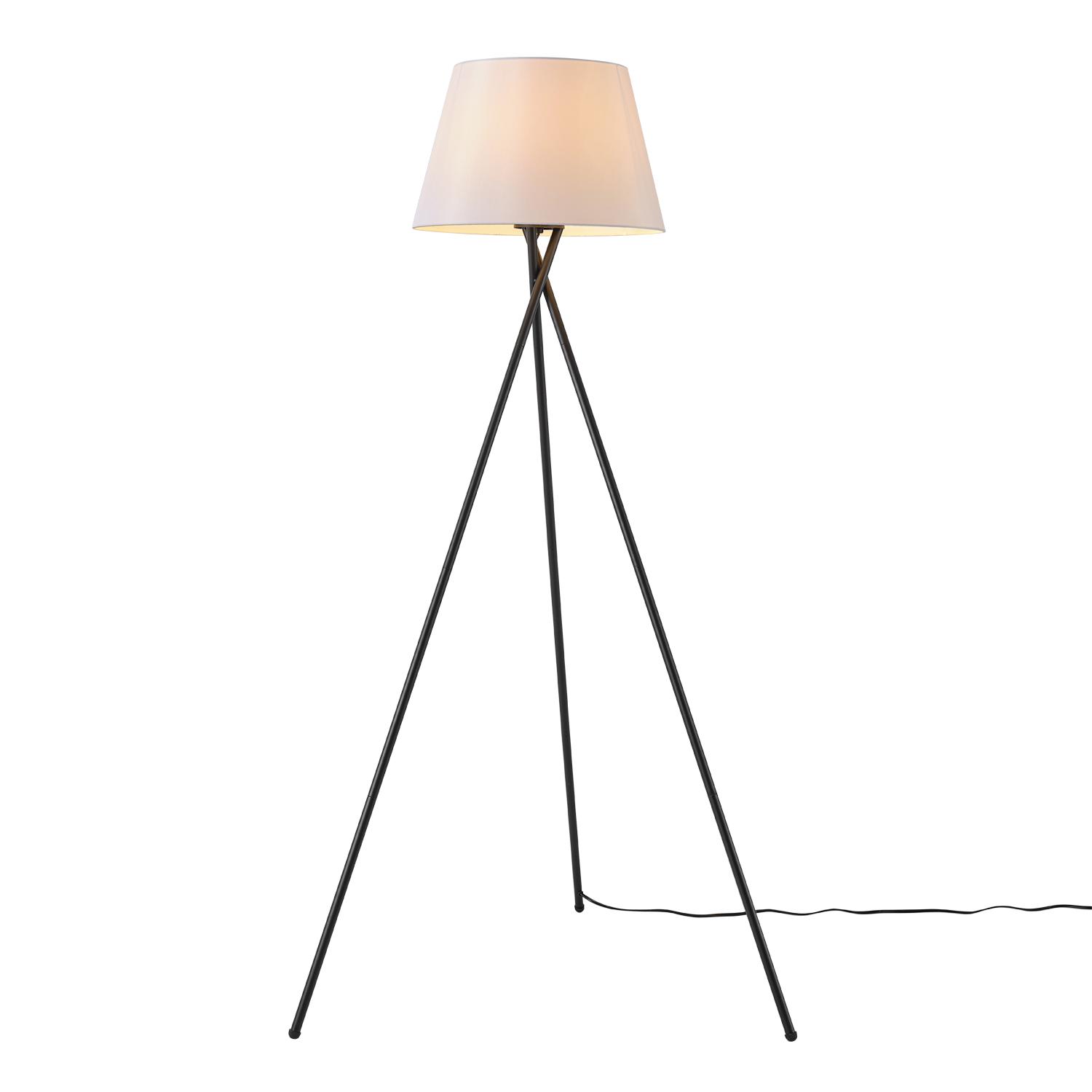 Globe Electric Allen 59 Matte Black Floor Lamp with White Linen Shade， 67519