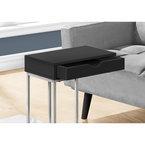 Accent Table， C-shaped， End， Side， Snack， Storage Drawer， Living Room， Bedroom， Metal， Laminate， Contemporary