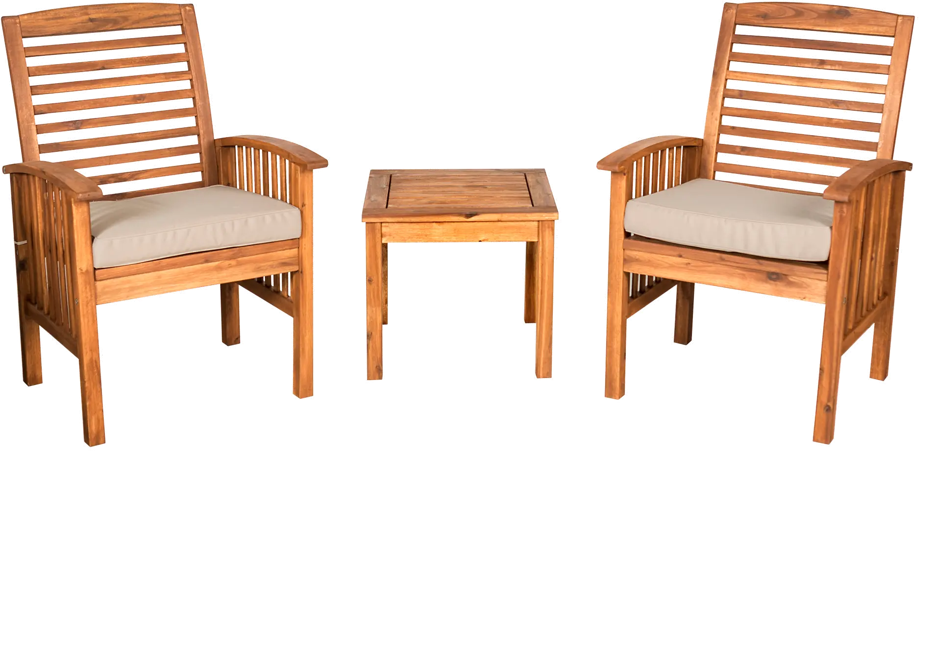 Light Brown Patio Chairs and Side Table Set