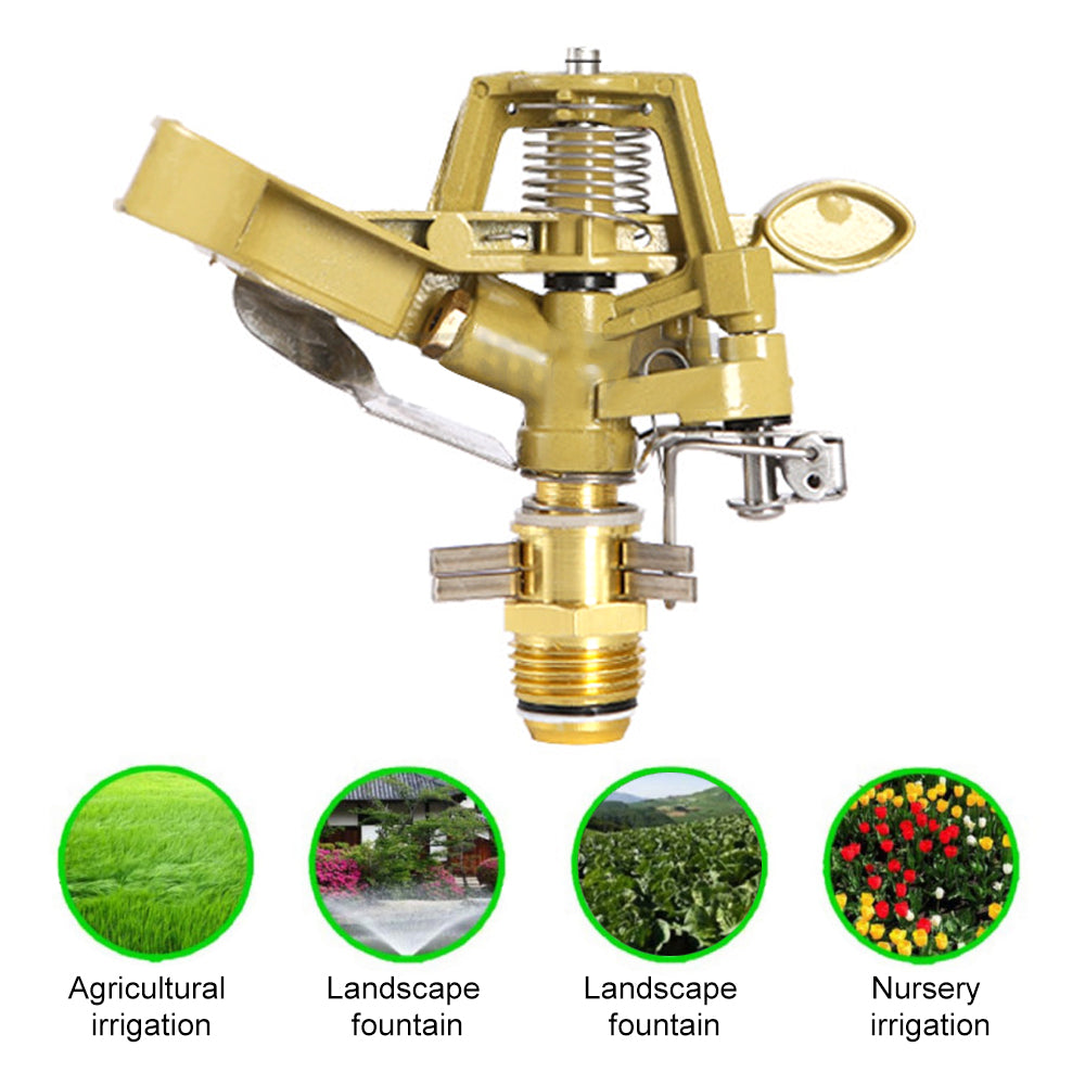 Tomfoto 0°-360° Kirsite Adjustable Pattern Rain Bird Garden Impact Sprinkler Agricultural Lawn Brass Spray 4' Nozzle 10-15m Water Distance