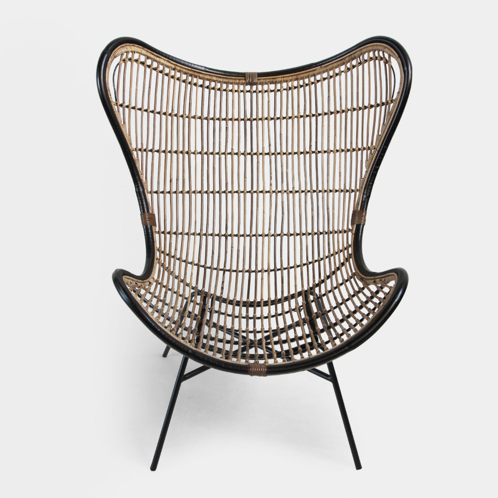 Bamboo  ampBlack Scoop Chair   Tropical   Outdoor Lounge Chairs   by Design Mix Furniture  Houzz