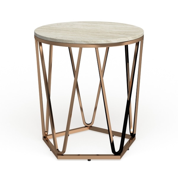 SEI Furniture Henderson Modern Faux Marble Gold Round Side Table