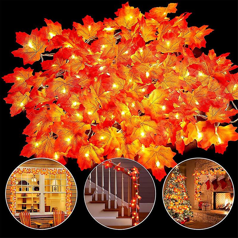 Maple Leaves Fall Garland Lights Thanksgiving Halloween Decor Fall Lights Decor for Indoor Outdoor Holiday Autumn Home Party Harvest Decor