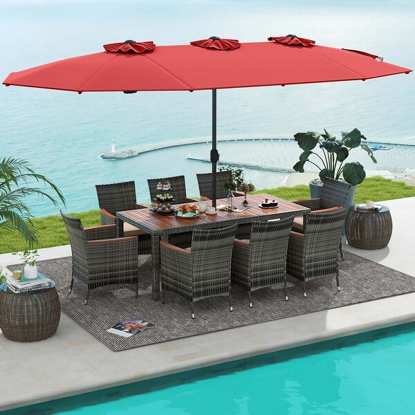 Costway 10 Pieces Patio Wicker Dining Set with DoubleSided Patio