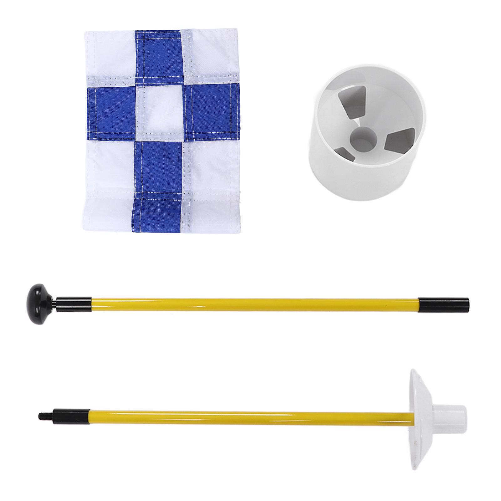 Golf Flagpole Portable 3 Feet Golf Flag Pole Flag Hole Cup Set 2 Section Design For Indoors Outdoorsblue And White Grid