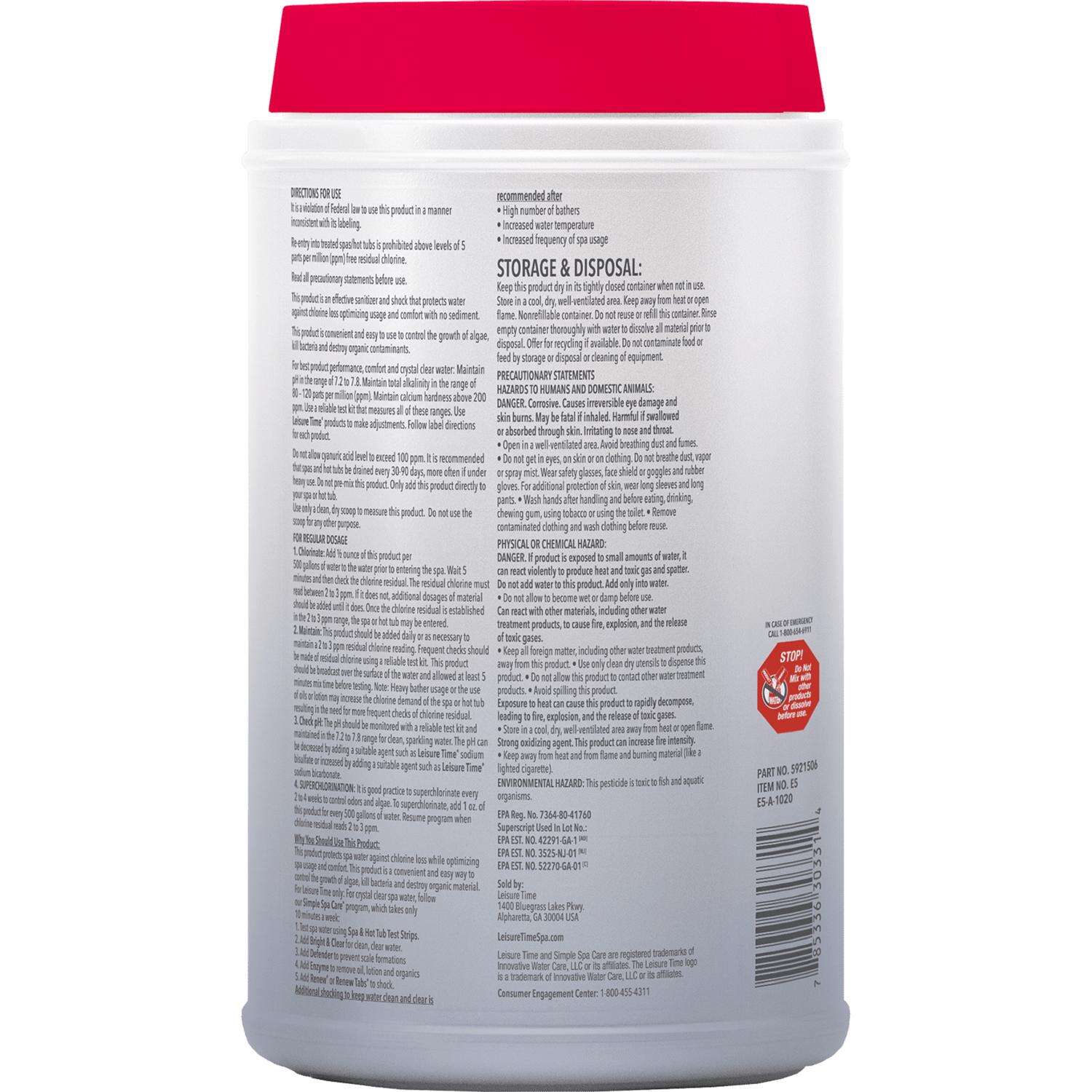 Leisure Time Spa 56 Granule Chlorinating Chemicals 5 lb