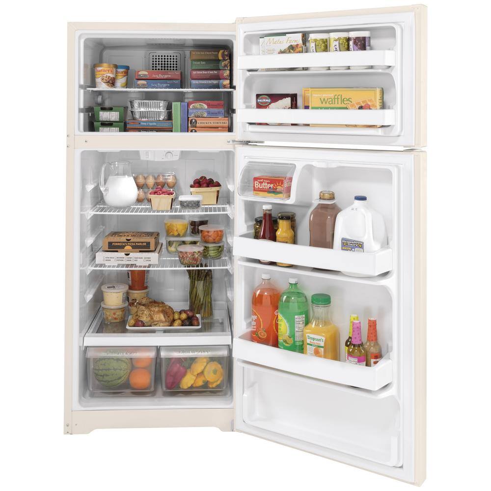 GE 16.6 cu. ft. Top Freezer Refrigerator in Bisque ENERGY STAR GTE17DTNRCC