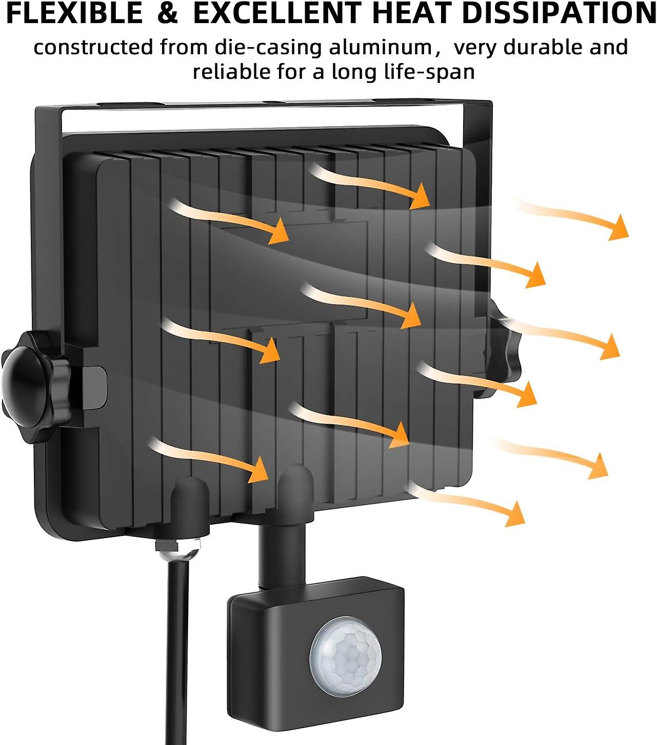 Outdoor Security Light， 30w 3000 Lumen Led Floodlights With Pir Sensor， Ip66 Waterproof Motion Sensor Outdoor Wall Light With Remote Control For Garde