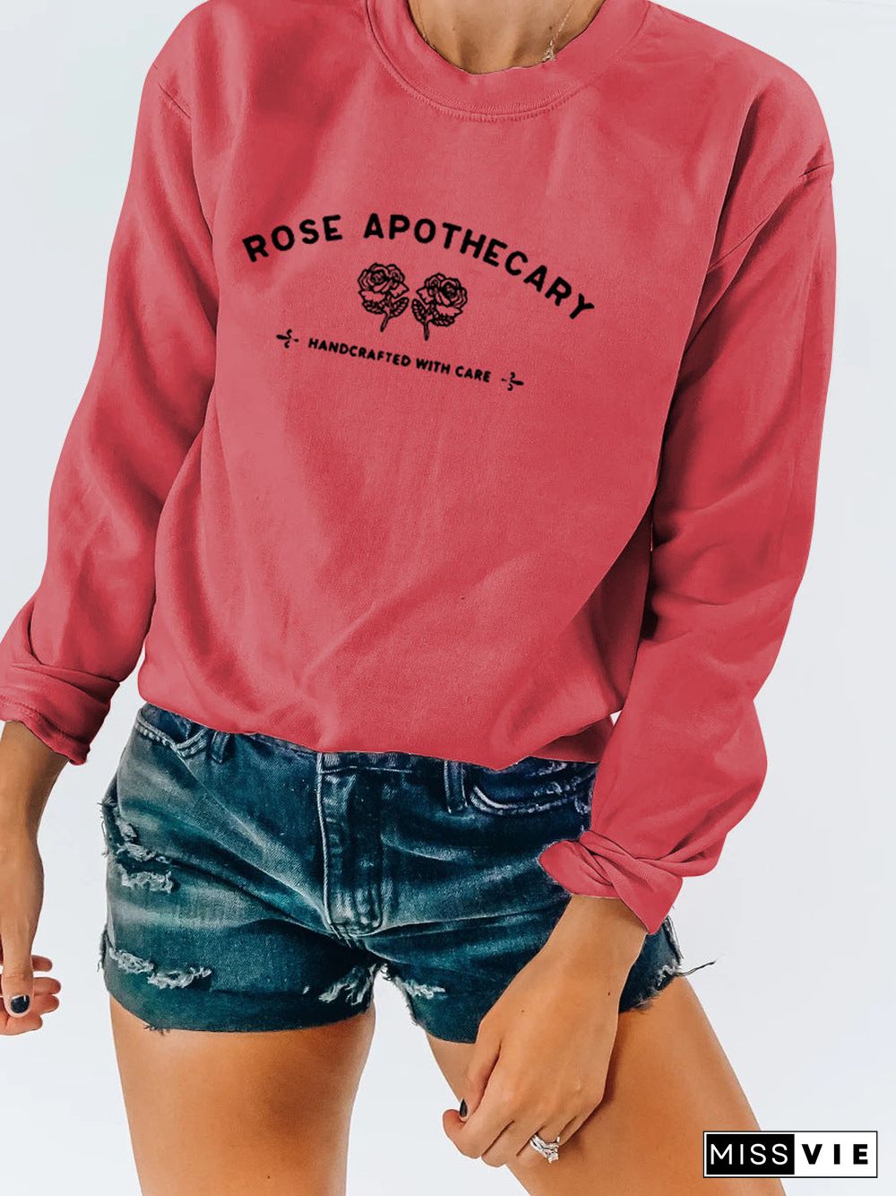 Rose Apothecary Crew Neck Classic Style Long Sleeve Sweatshirt