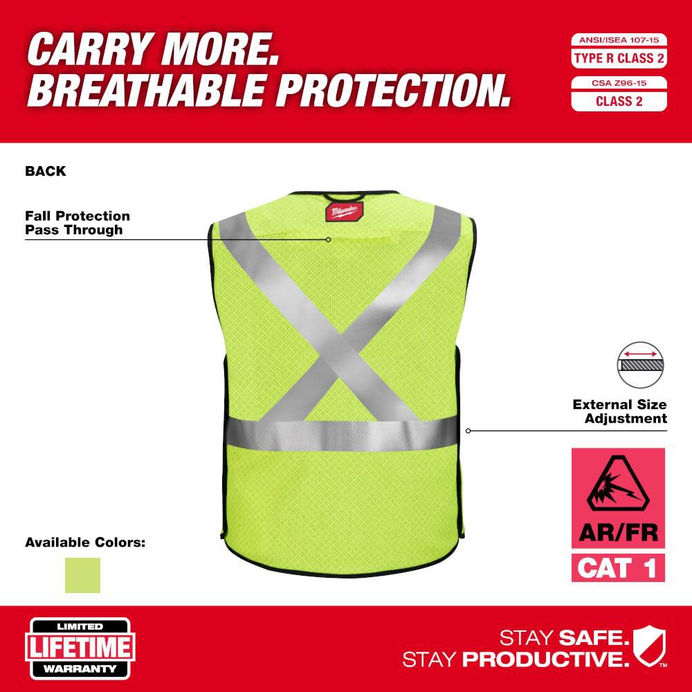 Milwaukee High Vis Safety Vest Class 2 Breakaway AR/FR Cat 1 48-73-5211M910 from Milwaukee