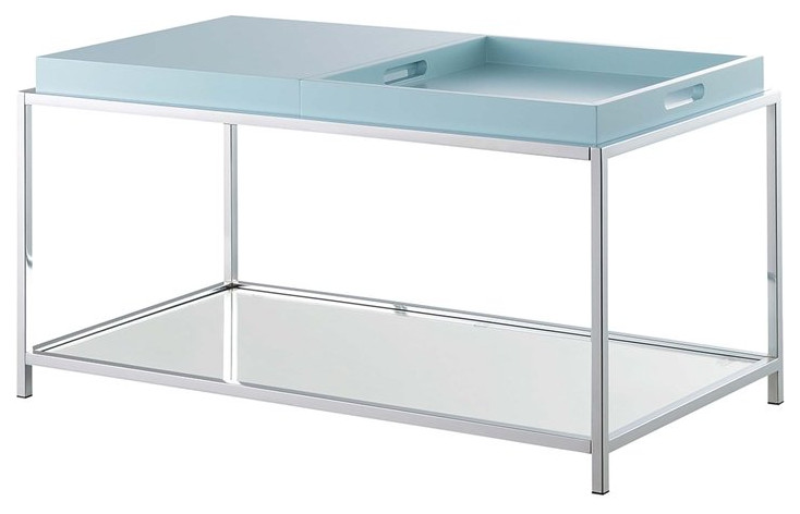 Convenience Concepts Palm Beach Coffee Table in Clear Glass and Chrome Metal   Contemporary   Coffee Tables   by Homesquare  Houzz