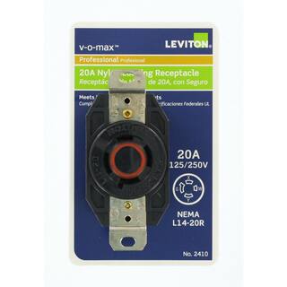 Leviton 20 Amp Nylon Grounding Locking Outlet Black R50-02410-0CS