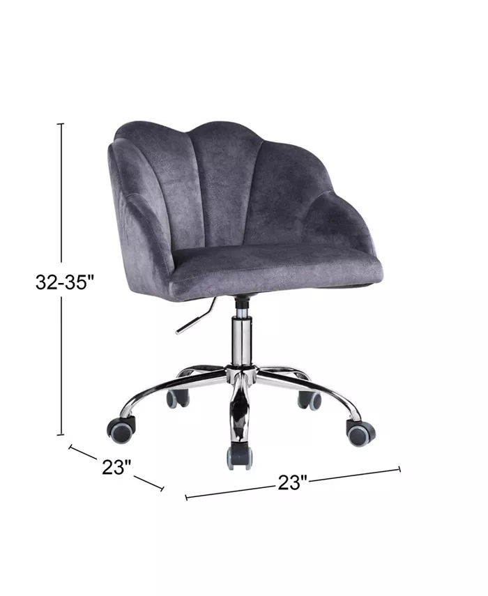 Simple Relax Velvet Office Chair in Dark Gray and Chrome