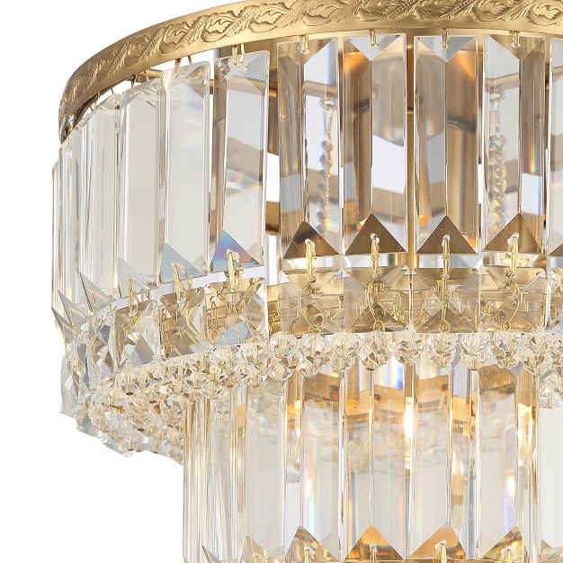 Wide Soft Gold 3 light Led Faceted Crystal For Bedroom Living Room