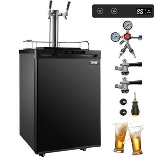 VEVOR 43 gal. Double Taps Stainless Kegerators Beer Dispenser Refrigerator with Complete Accessories in Black PJLZFPJHSSTMCH30TV1