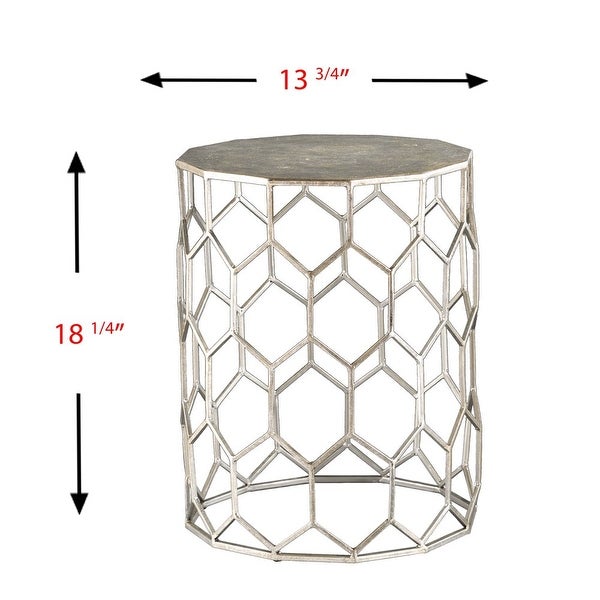 Clara Honeycomb Metal End Table， Silver