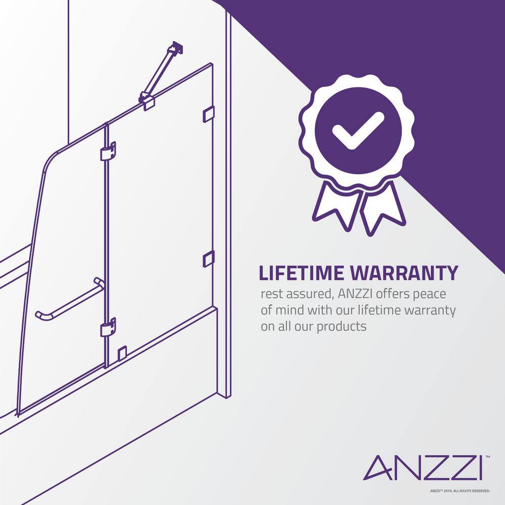 ANZZI HERALD Series 48 in. x 58 in. Frameless Hinged Tub Door in Chrome with Towel Bar Handle SD-AZ11-01CH