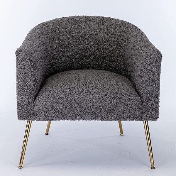 Modern Glam Upholstered Living Room Accent Barrel Chair with Golden Legs