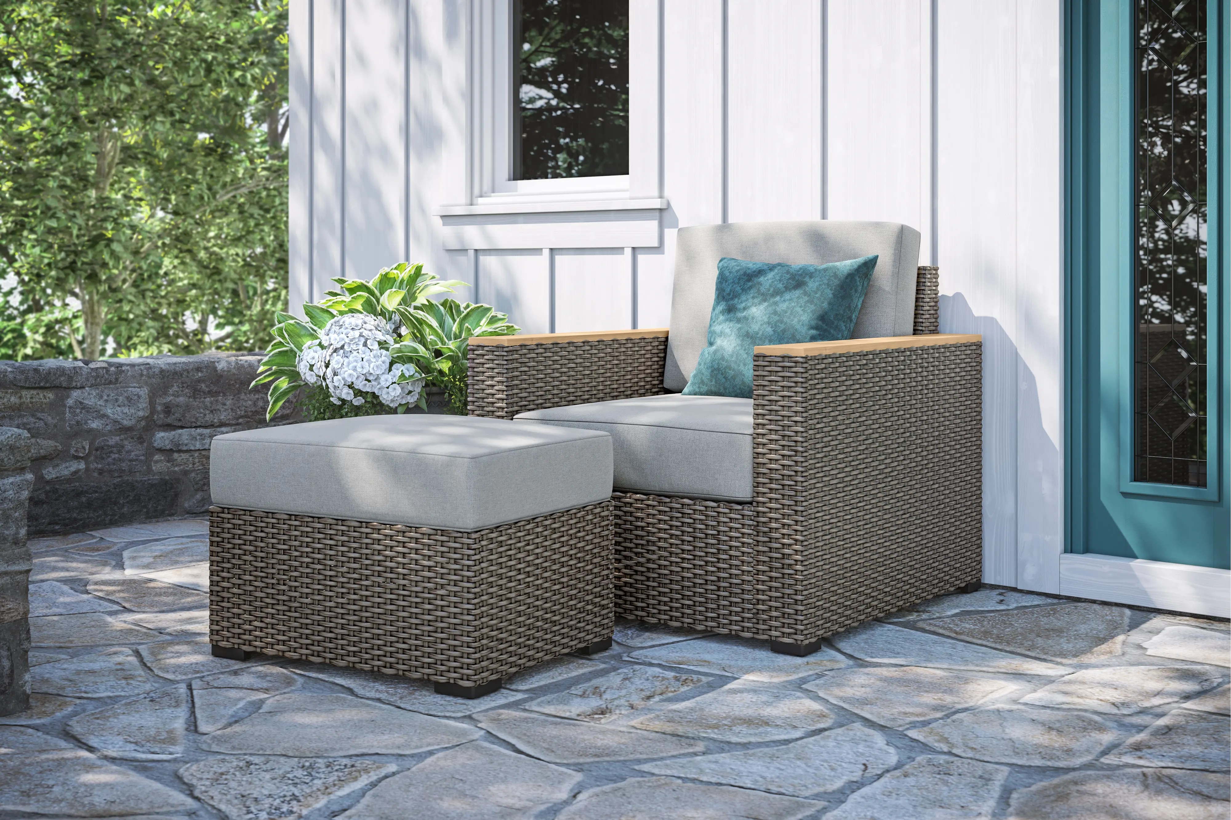 Boca Raton Gray Outdoor Ottoman