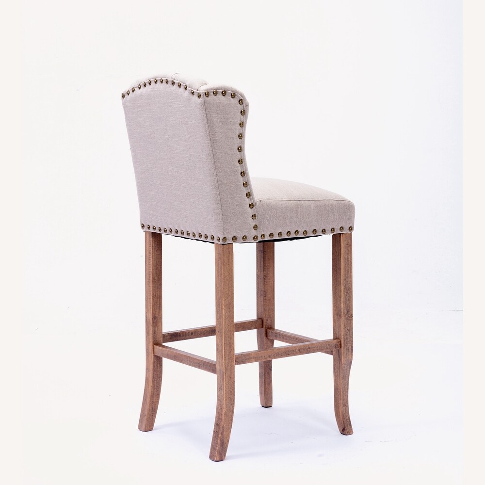 Bar Chairs with Tufted Upholstered Set of 2