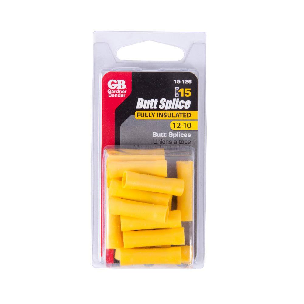 Gardner Bender 12 - 10 AWG Butt Splices in Yellow (15-Pack) 15-126