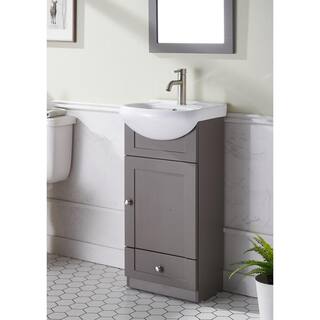 VAPSINT 18 in. W x15 in. D x 34 in. H Morden Single Bathroom Vanity in Grey Khaki with White Ceramic Sink VA-US15HMKQ$042