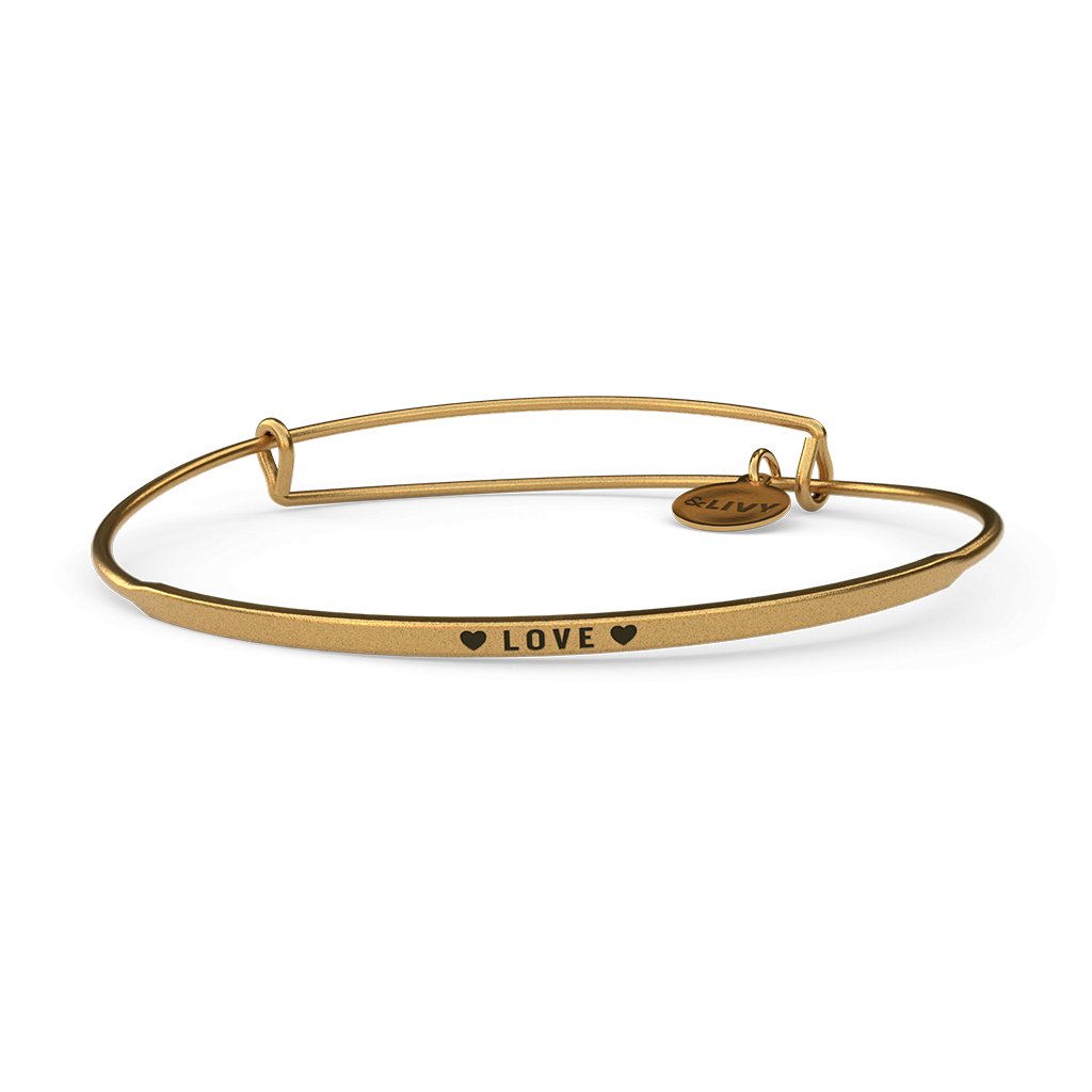 &Livy  Posy Wire Bracelet - Heart With Love Heart