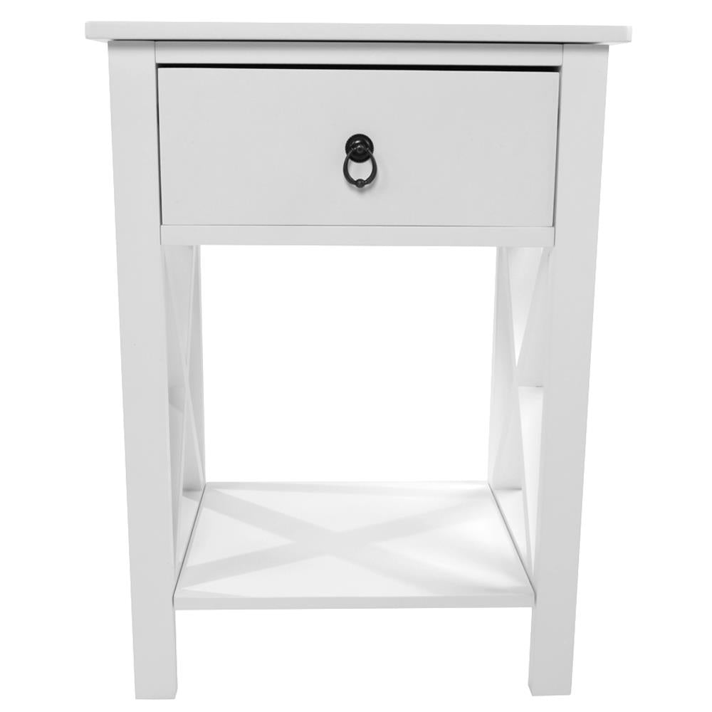 GoDecor Set of 2 Wood Contemporary Beside Table Nightstand,White