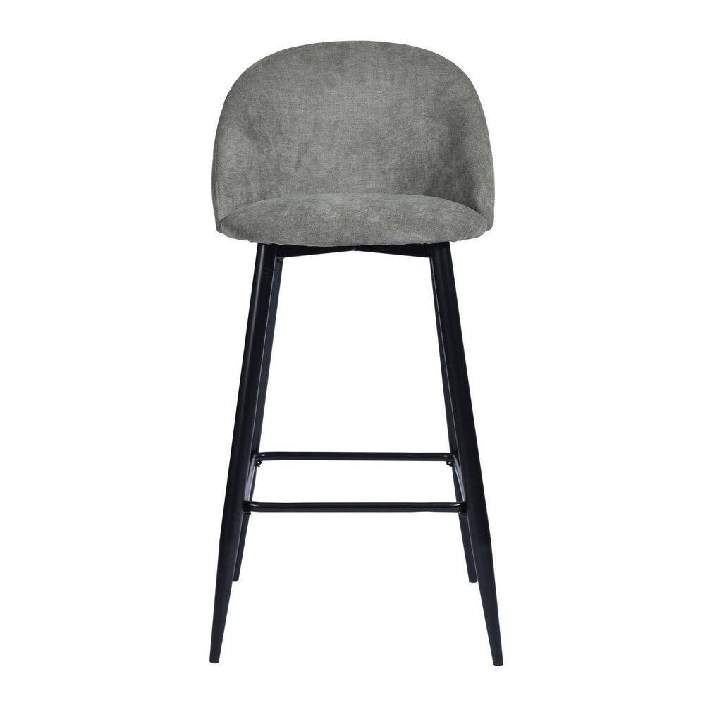 Homy Casa Haseeb 38 in. Grey Low Back Metal Frame Bar stool With Fabric Seat ( Set of 2) Haseeb Terry Grey