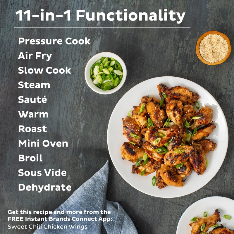 Instant Pot Duo Crisp 11-in-1 Air Fryer and Electric Pressure Cooker Combo with Multicooker Lids that Air Fries， Steams， Slow Cooks， Sautés， Dehydrates， and More， Free App With Over 800 Recipes， 8 Quart