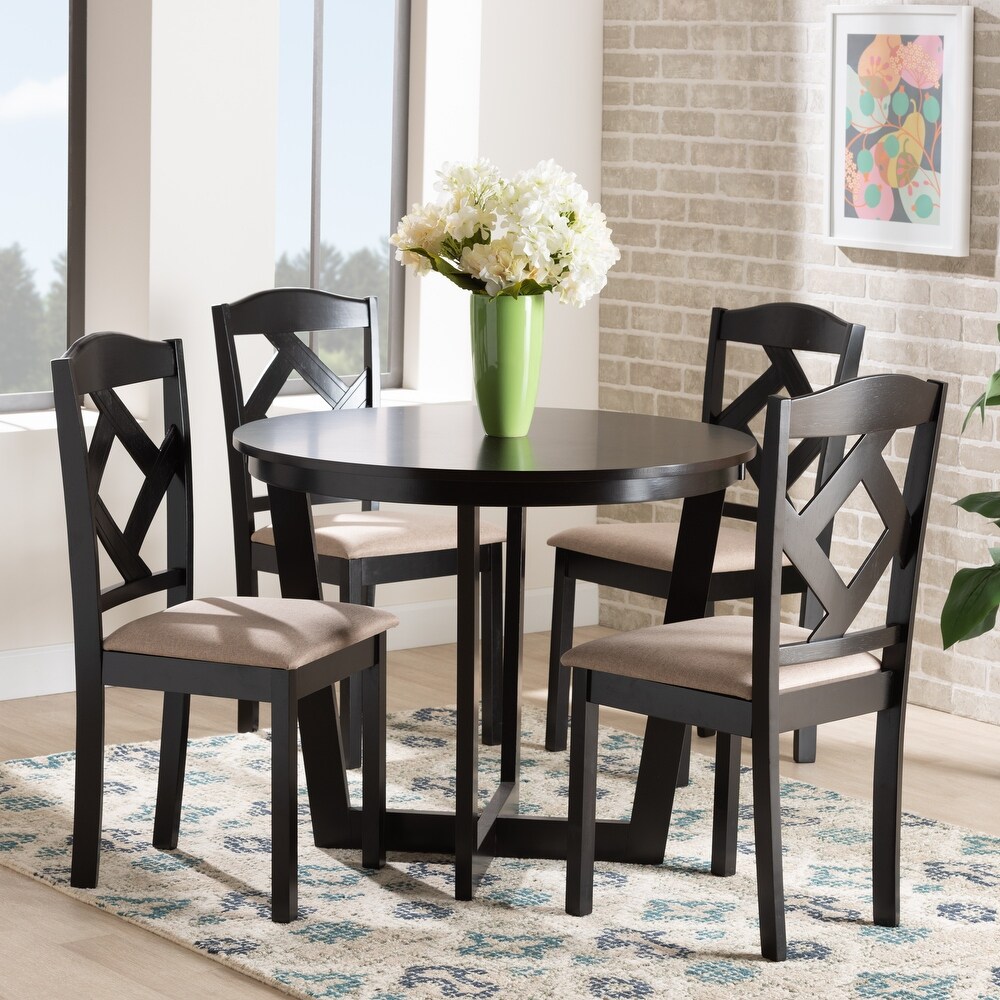 Morigan Sand Fabric and Wood Dining Set (5pc)