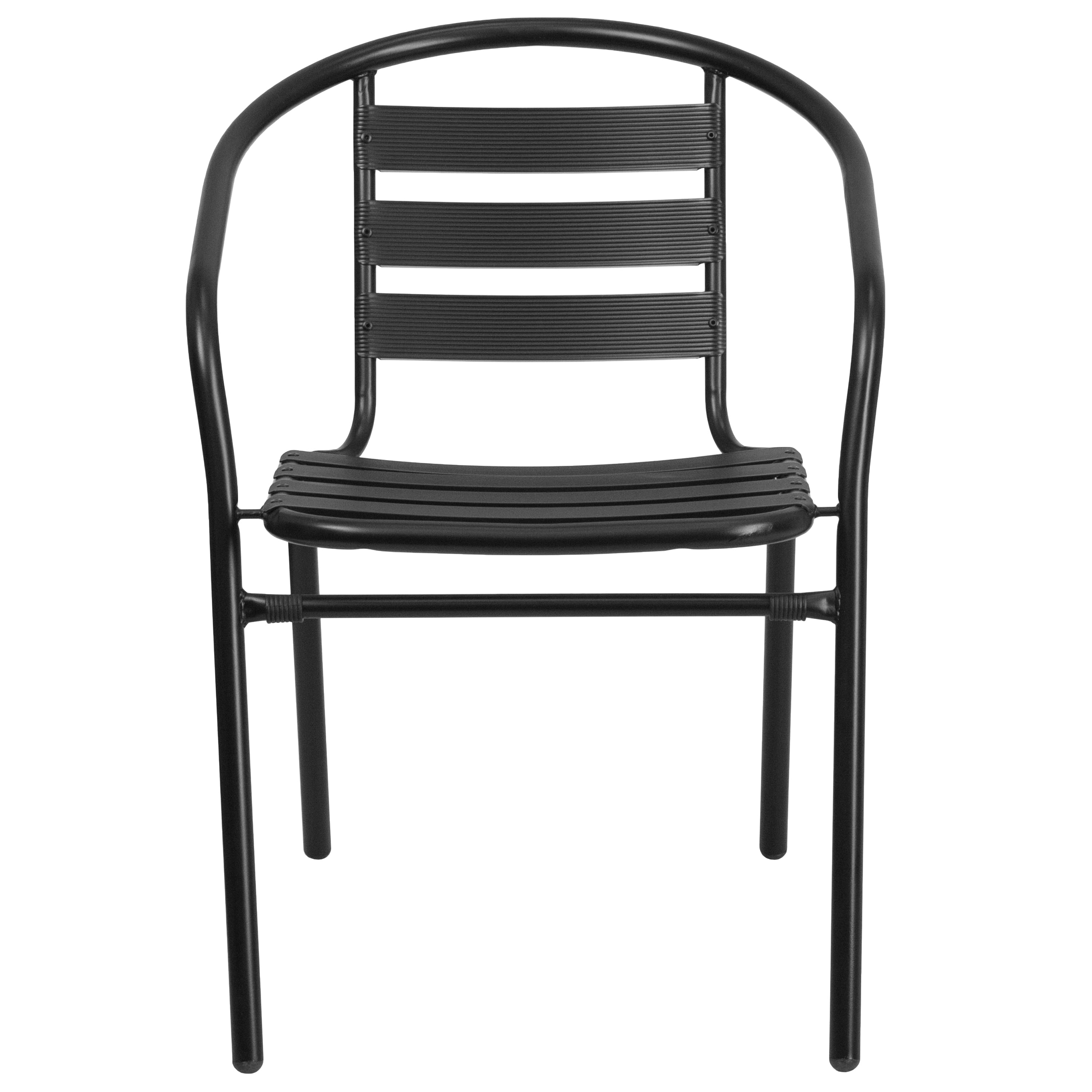 Flash Furniture 4 Pack Black Metal Restaurant Stack Chair with Aluminum Slats